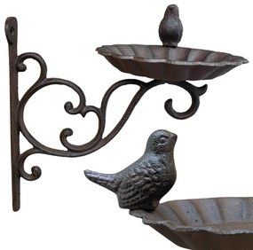 Nástenné napájadlo pre vtáky Lola, 22x25 cm, liatina, hnedá