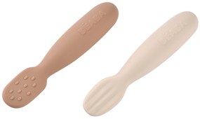 Prvé trénovacie lyžičky silikónové 2 ks Praline / Clay