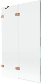 Mexen Lunar, 2-krídlová vaňová zástena ľavá 110 x 150 cm, číre sklo, medená matná, 897-110-100-65-00-L