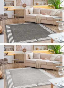 Koberec MATEO 8034/944 ramka - štrukturálny sivý / béžový