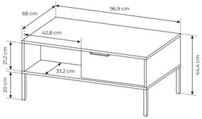 Konferenčný stolík Rastafa 2S (dub artisan + čierna). Vlastná spoľahlivá doprava až k Vám domov. 1071384