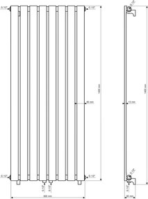 Gamma Vertical, vykurovacie teleso 600x1400 mm, 916 W, čierna matná, GMA-VERT-14060-BK