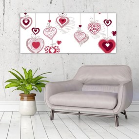 Obraz maľovaných srdiečok (120x50 cm)