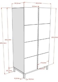Biela detská šatníková skriňa 99x196x58 cm Eva – Vipack