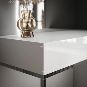 Kozmetický stolík ALICE s LED zrkadlom biely lesk + chrómová podstava