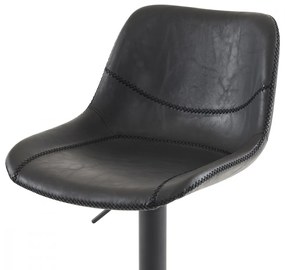 Barová stolička STEIN — kov, ekokoža, čierna