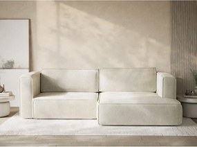 Krémovobiela ženilková rozkladacia/s úložným priestorom rohová pohovka (pravý roh/s leňoškou) Velto – Maison de Rêve