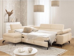 Krémová ženilková rohová pohovka (ľavý roh/do L) Marbeya – Ropez