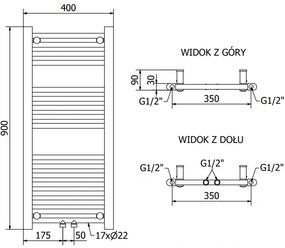 Mexen Mars, elektrické vykurovacie teleso 900x400 mm + vykurovacia tyč 300 W, chrómová, W110-0900-400-2300-01