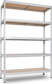 Bezskrutkový kovový regál RIVET BUDGET, 180x120x40 cm, 5x HDF polica, zinok