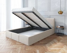 GM Čalúnená manželská posteľ s úložným priestorom Izabela - krémová Rozmer: 180x200