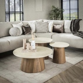 Konferenčný stôl 45-64 Romano 3-set 3D Ceramic Travertine  - Komfort-nábytok