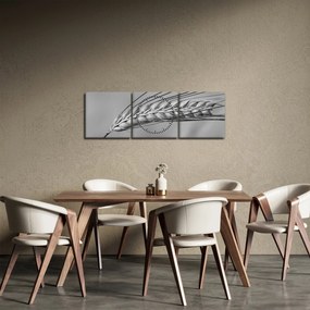 Obraz - Pšenica, čiernobiela (s hodinami) (90x30 cm)