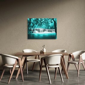 Sklenený obraz - Modrý vodopád (70x50 cm)