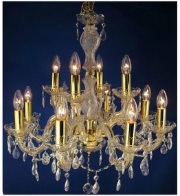 Candellux Zlatý krištáľový luster Maria Teresa pre žiarovku 12x E14 30-94608