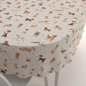 Biante Bavlnený oválny obrus Sandra SA-620 Psí kamaráti na krémovom 50x100 cm