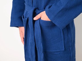 Vafľový župan s kapucňou SPAFFLE, tmavomodrý Veľkosť: L/XL