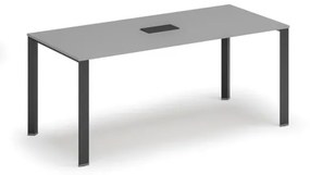 Stôl INFINITY 1800 x 900 x 750, sivá + stolná zásuvka TYP V, čierna