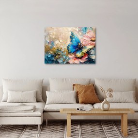 Obraz - Maľba kvetov a motýľov (70x50 cm)