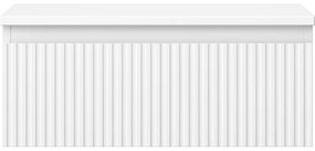 Mexen Rivel, kúpeľňová skrinka 60 cm s pracovnou doskou, 1 zásuvka, drážkovaná, biela matná, 91A20-06023-1-BFC01