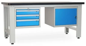 Dielenský stôl Solid MDF-31, 180 cm, 2 závesné boxy, čierna