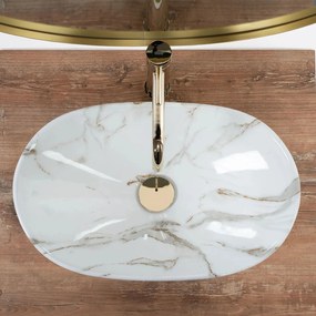 Rea Royal Mini, umývadlo na dosku 480x305x145 mm, imitácia kameňa Aiax Shiny, REA-U5063