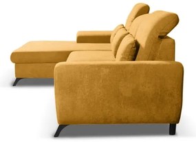 Rozkladacia rohová čalúnená sedacia súprava s úložným priestorom do L ALTA ľavá žltá