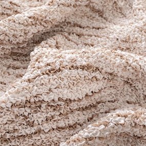 Bielastické poťahy UNIVERSO NOVÉ žíhané béžové kreslo s drevenými rúčkami (š. 40 - 70 cm)
