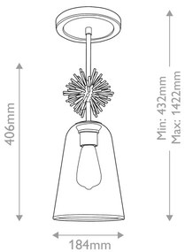 Quoizel STARING-MP-DG-CLEAR-Luster STARING 1xE27/40W/230V pr. 18,4 cm zlatá/číra