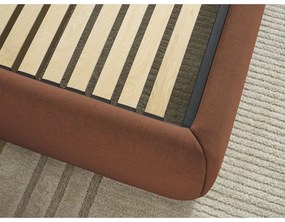 Oranžová čalúnená dvojlôžková posteľ s úložným priestorom/bez čela s roštom 180x200 cm Inera – Bobochic Paris