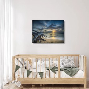 Sklenený obraz mora pri západe slnka (70x50 cm)