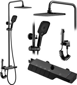 Rea Rob, sprchový set s termostatickou batériou a bidetovou spŕškou, čierna matná, REA-P6627