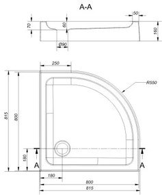 Cersanit Arteco, štvrťkruhový sprchový kút 80x80x190cm, 5mm číre sklo, chrómový profil + sprchová vanička Tako, S601-113