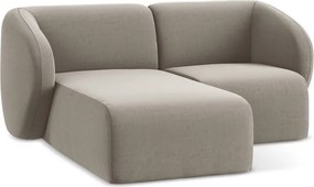 Svetlohnedá zamatová rohová pohovka (ľavý roh/s leňoškou) Lani – Makamii