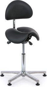 Pracovná stolička s operadlom ARDO, sedák v tvare sedla, s klzákmi, čierna