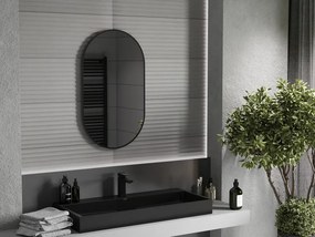 Mexen Loft oválne kúpeľňové zrkadlo 85 x 50 cm, čierny rám - 9851-085-050-000-70