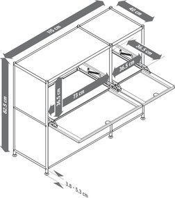 Kovová odkladacia skrinka »CN3« so 4 výklopnými priečinkami
