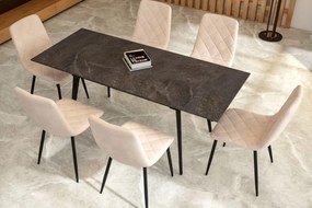 Vintino Rozkladací jedálenský stôl KORVIN 120–180 cm – grafit mat / čierna oceľ