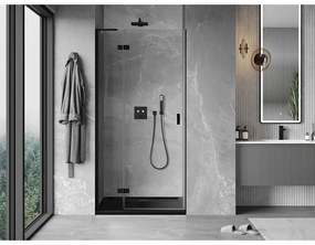 Mexen Mist-H L, 1-krídlové sprchové dvere ľavé 70 cm, číre sklo, čierny profil, 8A5L-070-000-70-00-L