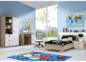 Posteľ 90x200 Svend dub sonoma s roštom