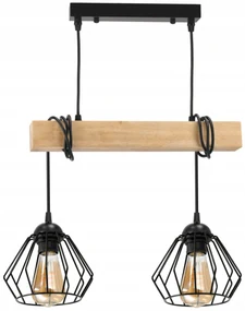 BERGE LED závesné stropné svietidlo, drevený trám, 2xE27, luster Loft Brylant