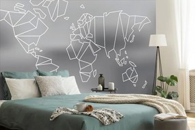 Tapeta štylizovaná mapa sveta v čiernobielom - 375x250