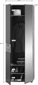 Predsieňová šatníkova skriňa Mason, dub/šedá