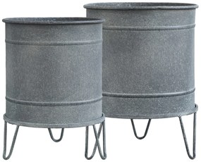 2ks dekoračné plechové antik kvetináče na nôžkach French - Ø 30*40 / Ø 27*36cm