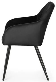 Sada dvoch jedálenských stoličiek LUXANO zamatové, čierne / čierne nohy (2 ks)