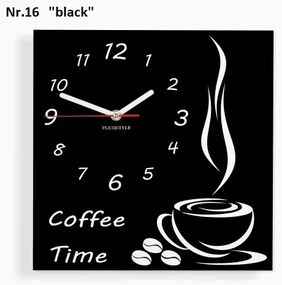 Coffee Time nástenné kuchynské hodiny čierna