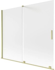 Mexen Velar, 2-krídlová posuvná vaňová zástena 180 x 150 cm, 8mm sklo námraza, zlatá matná, 896-180-000-31-55