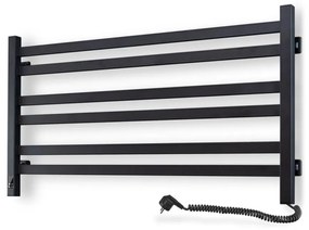 Kúpeľňový rebríkový radiátor s termostatom AVANGARD 316W/230V 50,6cm IP44 čierny pravý