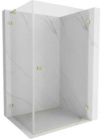 Mexen Lunar-B L pravý výklopný sprchový kút 75 x 70 cm, číre sklo, zlatá matná, 832L-075-070-55-00-P
