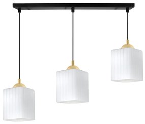 Závesné svietidlo Riffle Square, 3x biele sklenené tienidlo, b/g